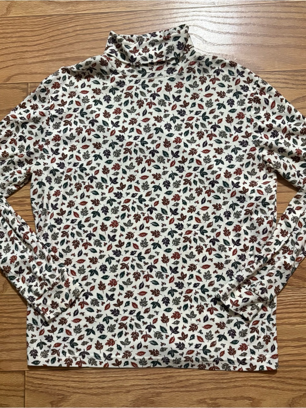 Vintage Classic Elements Fall Leaves Turtleneck Long Sleeved Shirt Medium